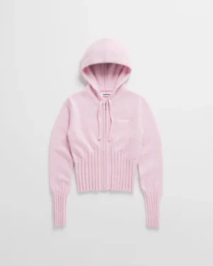 Fuzzy Knit Zip Up Hoodie by madhappy in front of a plain background.
